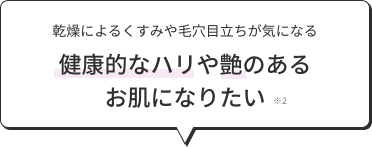 乾燥によるくすみや毛穴目立ちが気になる 健康的なハリや艶のあるお肌になりたい ※2